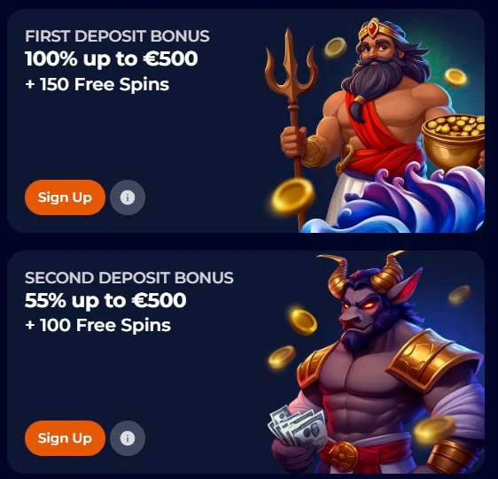 1 and 2 deposit bonus